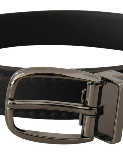 Dolce & Gabbana Black Leather Metal Logo Buckle Belt