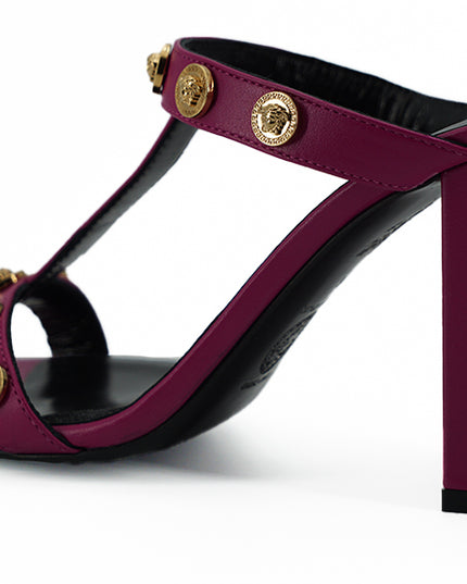 Versace Elegant Purple Calf Leather High Sandals