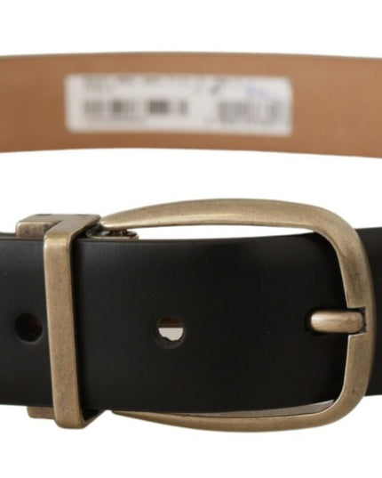 Dolce & Gabbana Black Brown Backend Leather Vintage Metal Buckle Belt