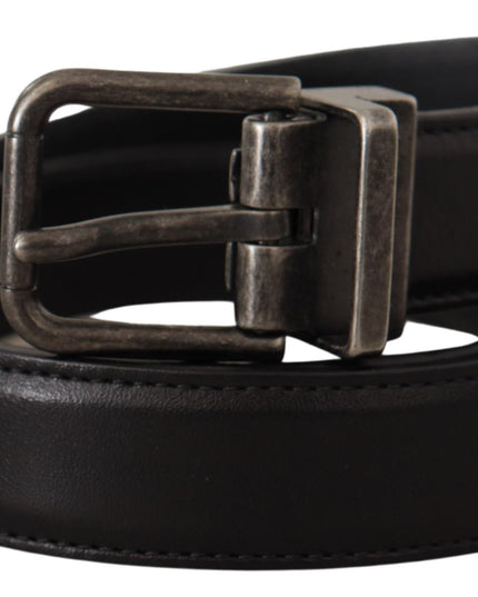 Dolce & Gabbana Black Calf Leather Logo Metal Buckle Belt