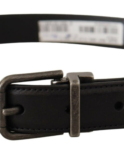 Dolce & Gabbana Black Calf Leather Logo Metal Buckle Belt