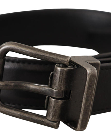 Dolce & Gabbana Black Calf Leather Logo Metal Buckle Belt