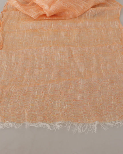 Malo Peach Linen Knitted Shawl Wrap Fringes Scarf