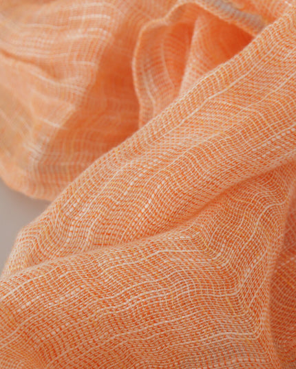Malo Peach Linen Knitted Shawl Wrap Fringes Scarf