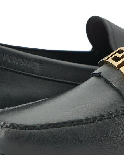 Versace Elegant Black Calf Leather Men's Loafers