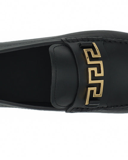 Versace Elegant Black Calf Leather Men's Loafers