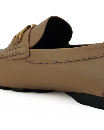 Versace Exquisite Medusa Gold-Tone Leather Loafers