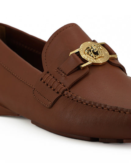 Versace Elegant Medusa-Embossed Leather Loafers