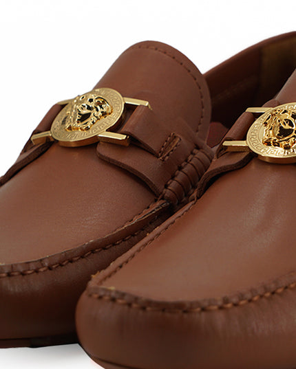 Versace Elegant Medusa-Embossed Leather Loafers