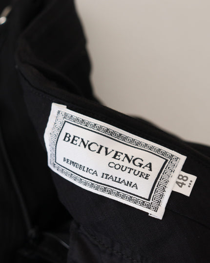 BENCIVENGA Black Cotton Straight Fit Men Formal Pants