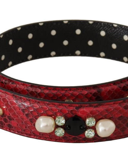 Dolce & Gabbana Red Exotic Leather Crystals Bag Shoulder Strap
