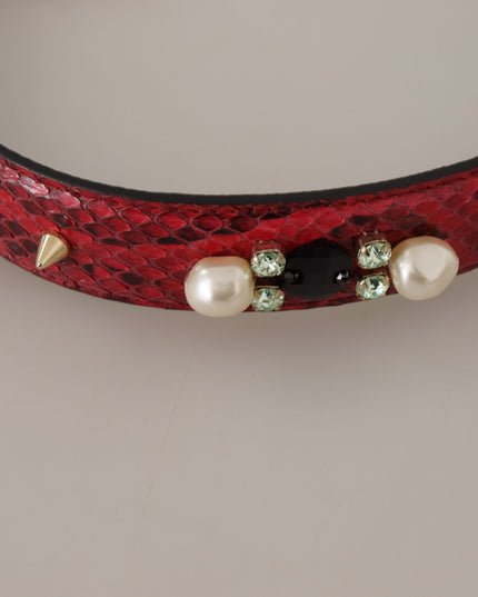 Dolce & Gabbana Red Exotic Leather Crystals Bag Shoulder Strap