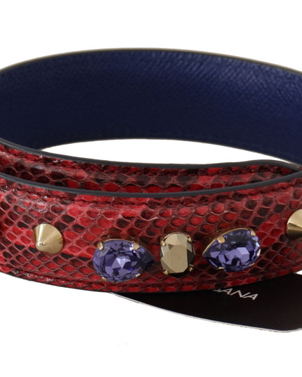 Dolce & Gabbana Red Exotic Leather Crystals Bag Shoulder Strap