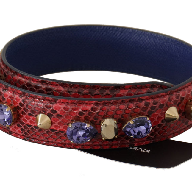 Dolce & Gabbana Red Exotic Leather Crystals Bag Shoulder Strap