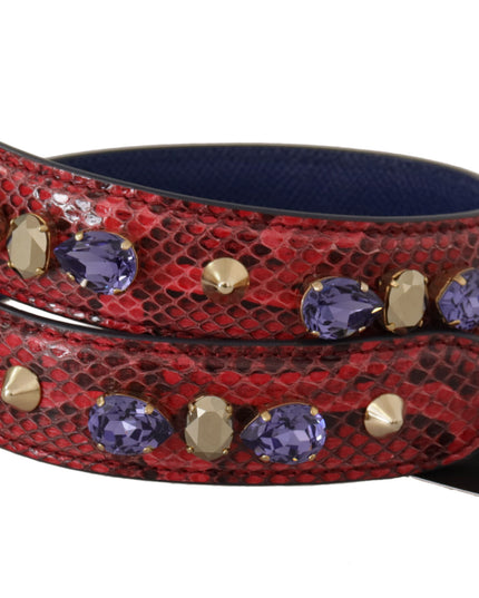 Dolce & Gabbana Red Exotic Leather Crystals Bag Shoulder Strap