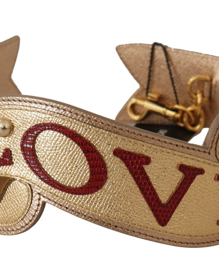 Dolce & Gabbana Gold Leather LOVE Patch Bag Shoulder Strap