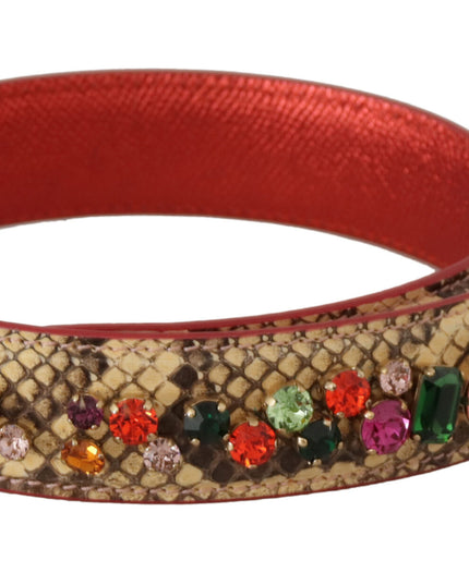 Dolce & Gabbana Beige Exotic Leather Crystals Shoulder Strap