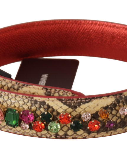 Dolce & Gabbana Beige Exotic Leather Crystals Shoulder Strap