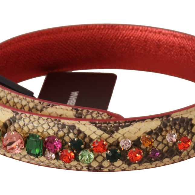 Dolce & Gabbana Beige Exotic Leather Crystals Shoulder Strap