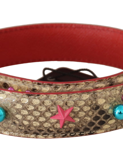 Dolce & Gabbana Beige Python Leather Crystals Shoulder Strap