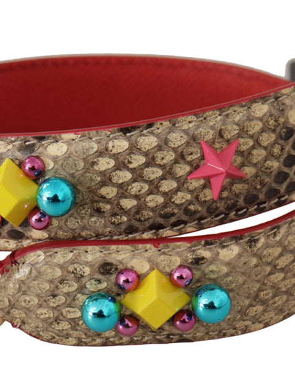 Dolce & Gabbana Beige Python Leather Crystals Shoulder Strap