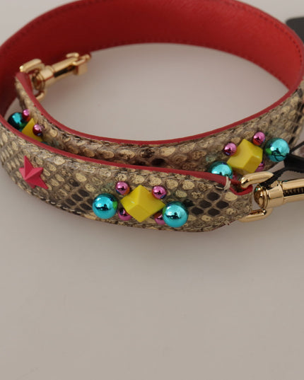 Dolce & Gabbana Beige Python Leather Crystals Shoulder Strap