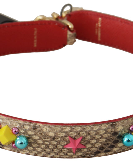 Dolce & Gabbana Beige Python Leather Crystals Shoulder Strap