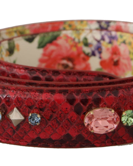 Dolce & Gabbana Red Exotic Leather Crystals Reversible Shoulder Strap