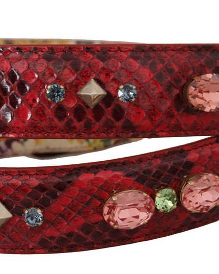 Dolce & Gabbana Red Exotic Leather Crystals Reversible Shoulder Strap