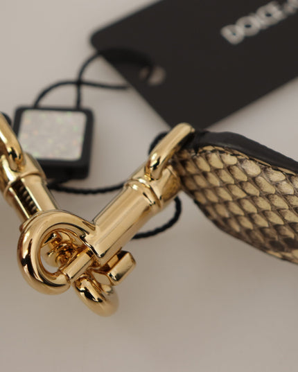 Dolce & Gabbana Beige Exotic Leather Crystals Reversible Shoulder Strap