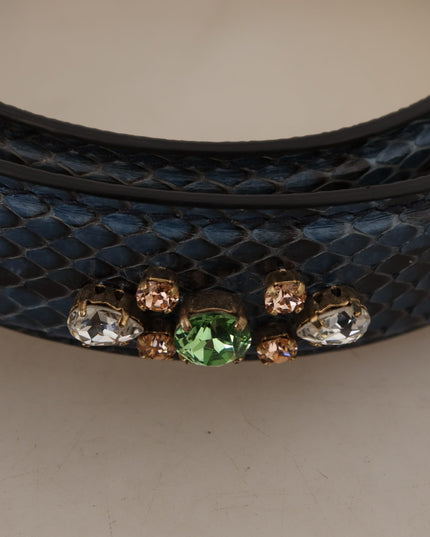 Dolce & Gabbana Blue Exotic Leather Crystals Shoulder Strap
