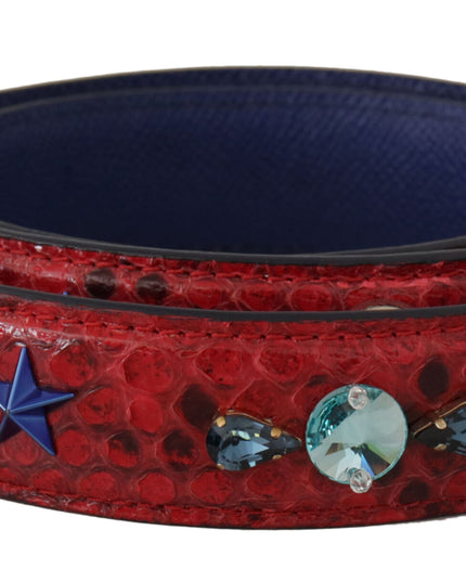 Dolce & Gabbana Red Exotic Leather Crystals Shoulder Strap