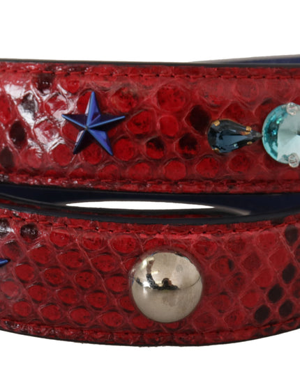 Dolce & Gabbana Red Exotic Leather Crystals Shoulder Strap