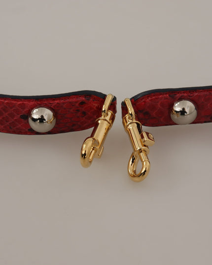 Dolce & Gabbana Red Exotic Leather Crystals Shoulder Strap
