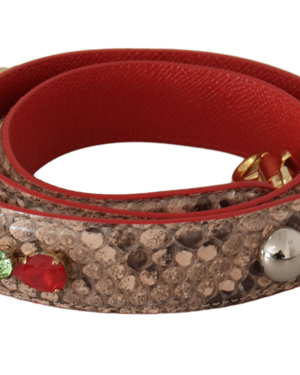 Dolce & Gabbana Brown Python Leather Crystals Shoulder Strap