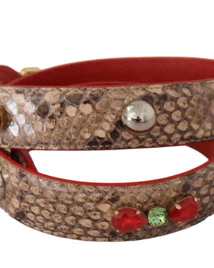Dolce & Gabbana Brown Python Leather Crystals Shoulder Strap