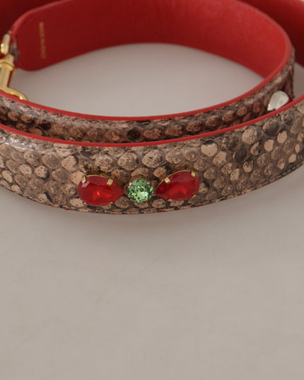 Dolce & Gabbana Brown Python Leather Crystals Shoulder Strap