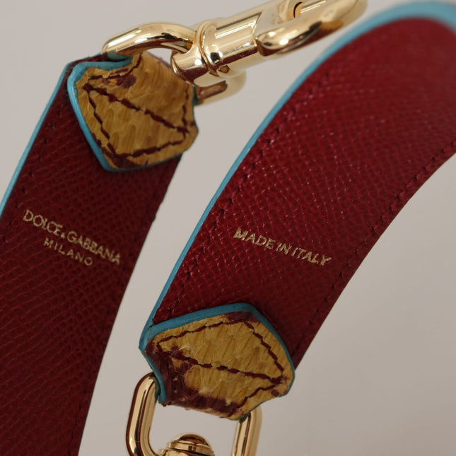 Dolce & Gabbana Yellow Red Leather Gold Tone Shoulder Strap