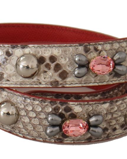 Dolce & Gabbana Beige Exotic Leather Studded Shoulder Strap