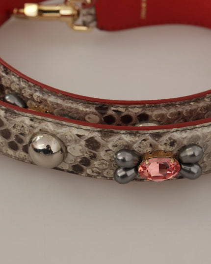 Dolce & Gabbana Beige Exotic Leather Studded Shoulder Strap