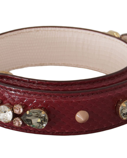 Dolce & Gabbana Bordeaux Leather Crystals Bag Shoulder Strap