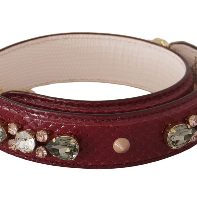Dolce & Gabbana Bordeaux Leather Crystals Bag Shoulder Strap