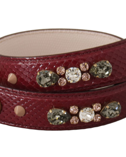 Dolce & Gabbana Bordeaux Leather Crystals Bag Shoulder Strap