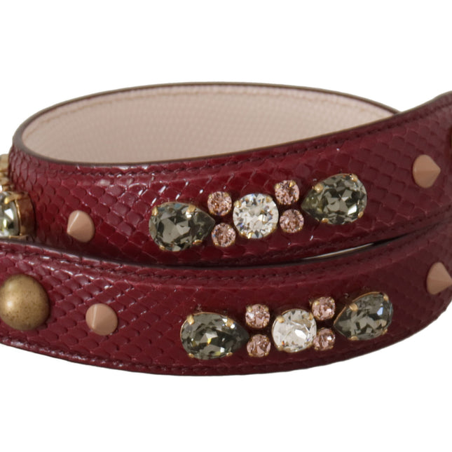 Dolce & Gabbana Bordeaux Leather Crystals Bag Shoulder Strap