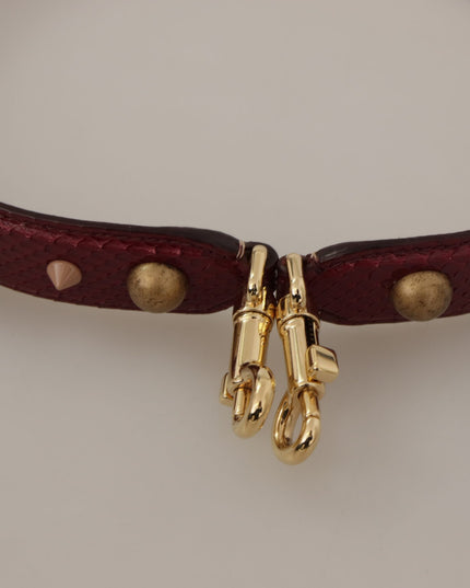 Dolce & Gabbana Bordeaux Leather Crystals Bag Shoulder Strap