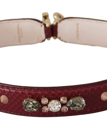 Dolce & Gabbana Bordeaux Leather Crystals Bag Shoulder Strap