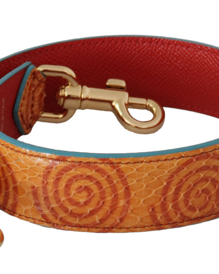Dolce & Gabbana Orange Leather Swirl Print Bag Shoulder Strap
