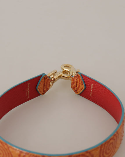 Dolce & Gabbana Orange Leather Swirl Print Bag Shoulder Strap