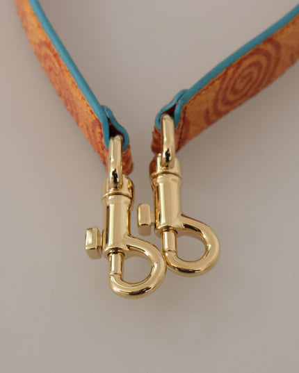 Dolce & Gabbana Orange Leather Swirl Print Bag Shoulder Strap