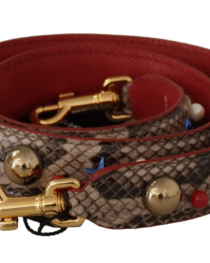 Dolce & Gabbana Brown Python Leather Studded Shoulder Strap